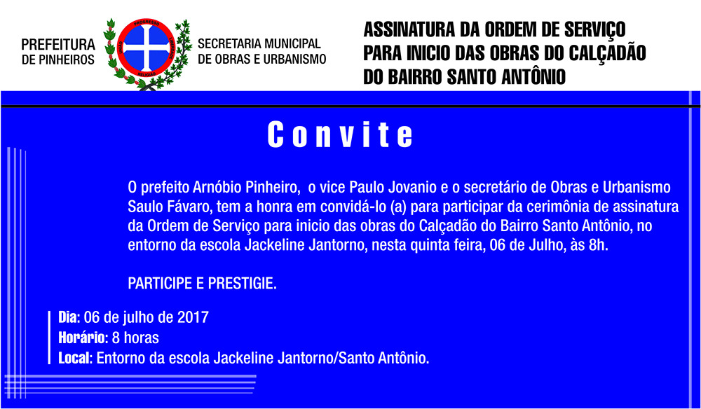 Prefeitura realiza Ordem de Serviço para Construção de Calçadão no Bairro Santo Antônio